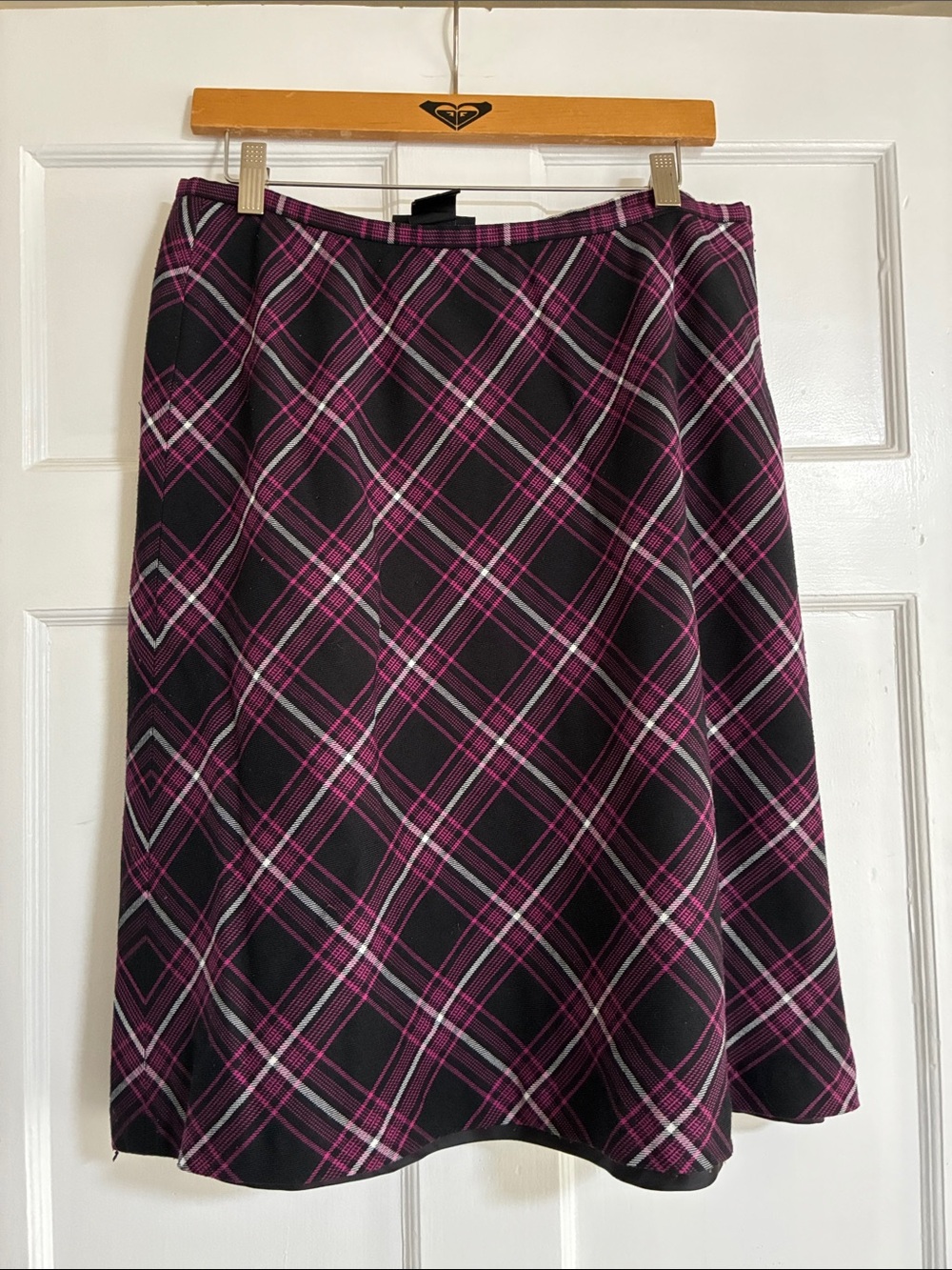 Style & Co Petite Plaid A-Line Skirt in Black and Magenta